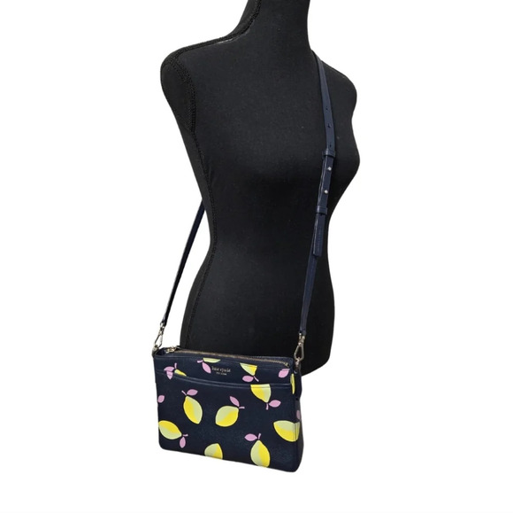 Kate Spade Margaux Lemons Convertible Crossbody Navy Blue Purse - Picture 1 of 11